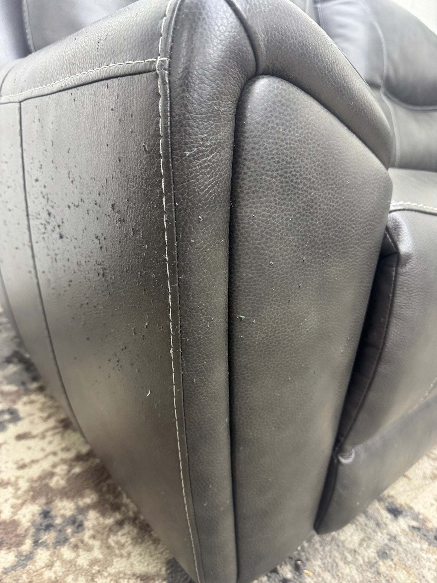 Charcoal Gray 5-Piece Modular Leather Sectional w/ Dual Manual Recliners