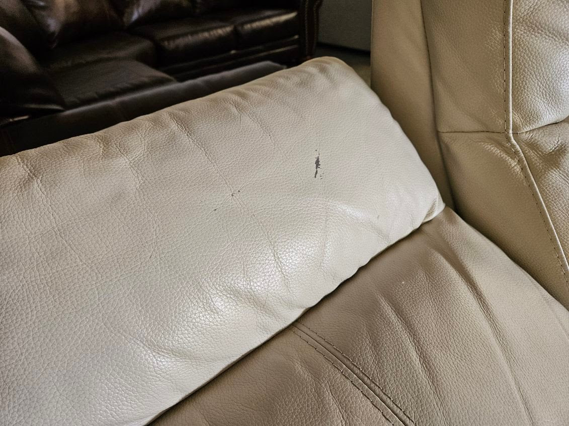 Cream Leather Power Reclining Sofa