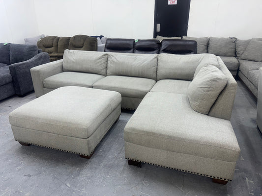 Light Gray L Shape Sectional w/ Ottoman