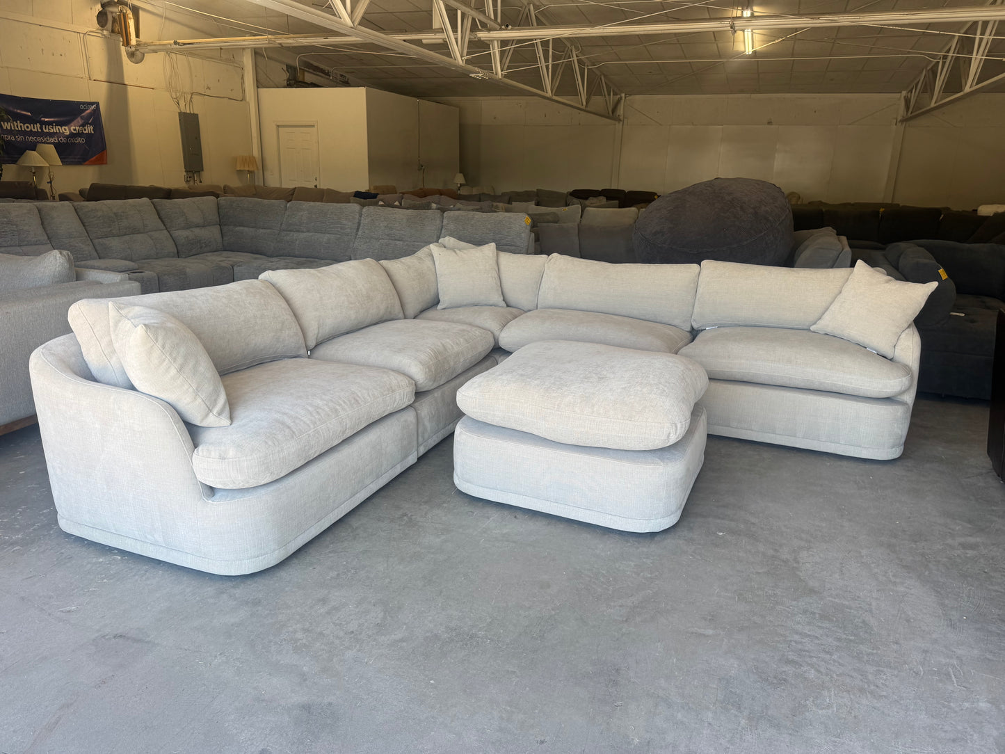 Beige Modular Sectional with Oversized Ottoman