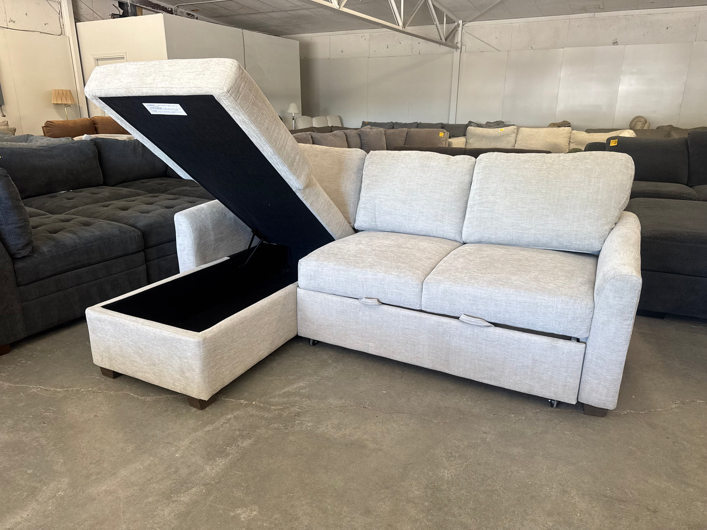 Beige Coddle Cameron Convertible Sleeper Sofa with Storage Chaise