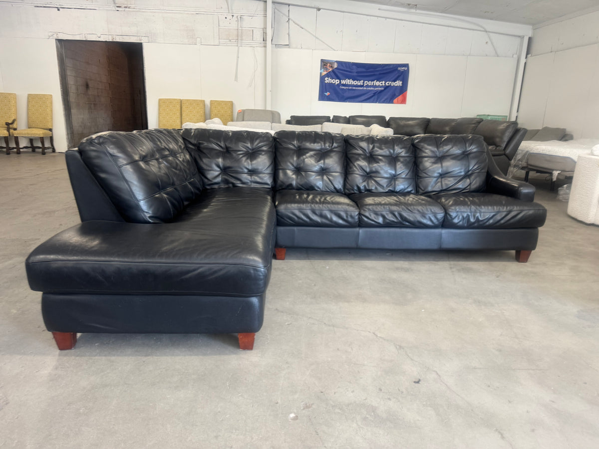 Black Leather Sectional Couch
