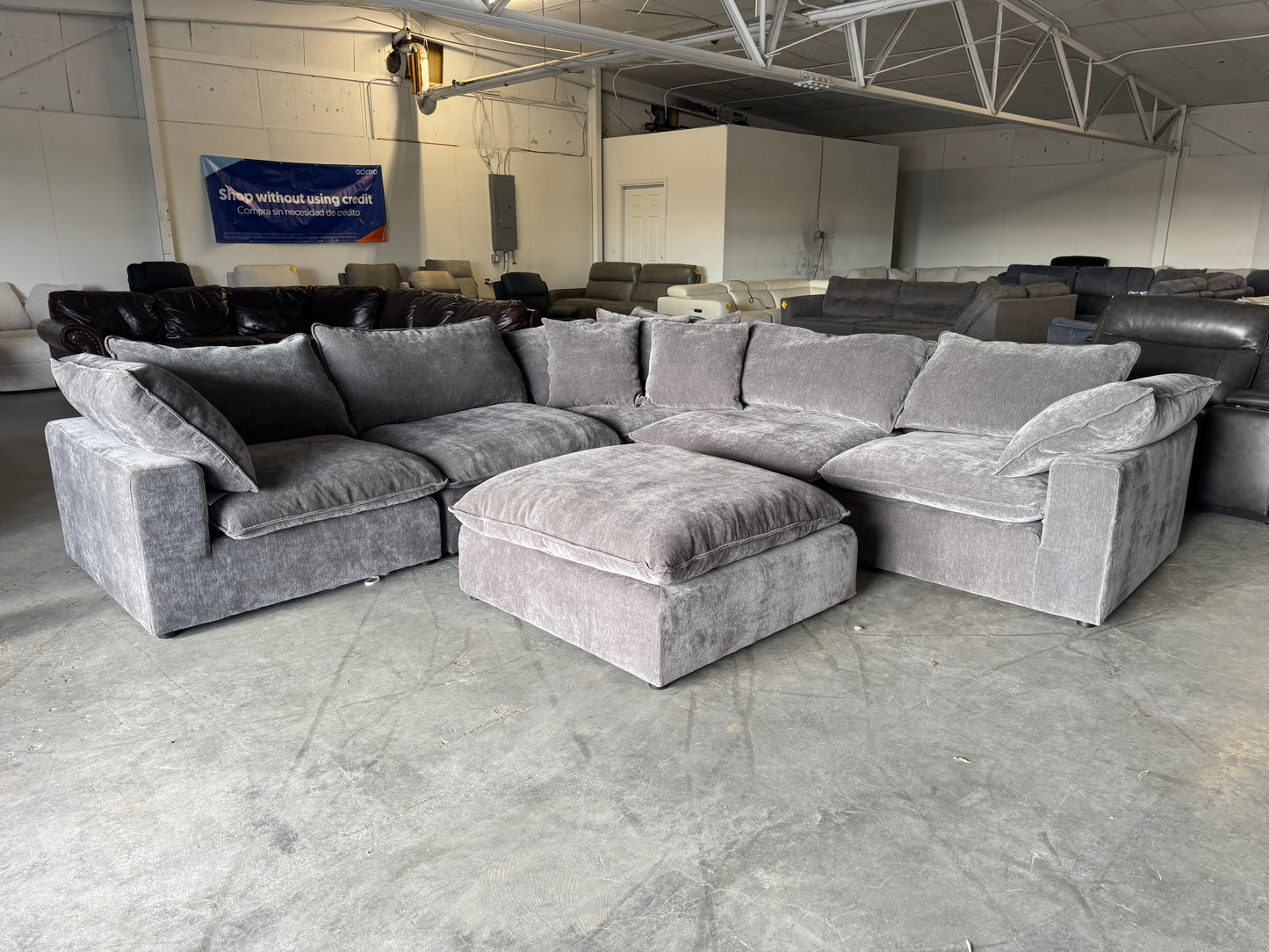 Sereen 6-Piece Dark Gray Modular Cloud Sectional Couch