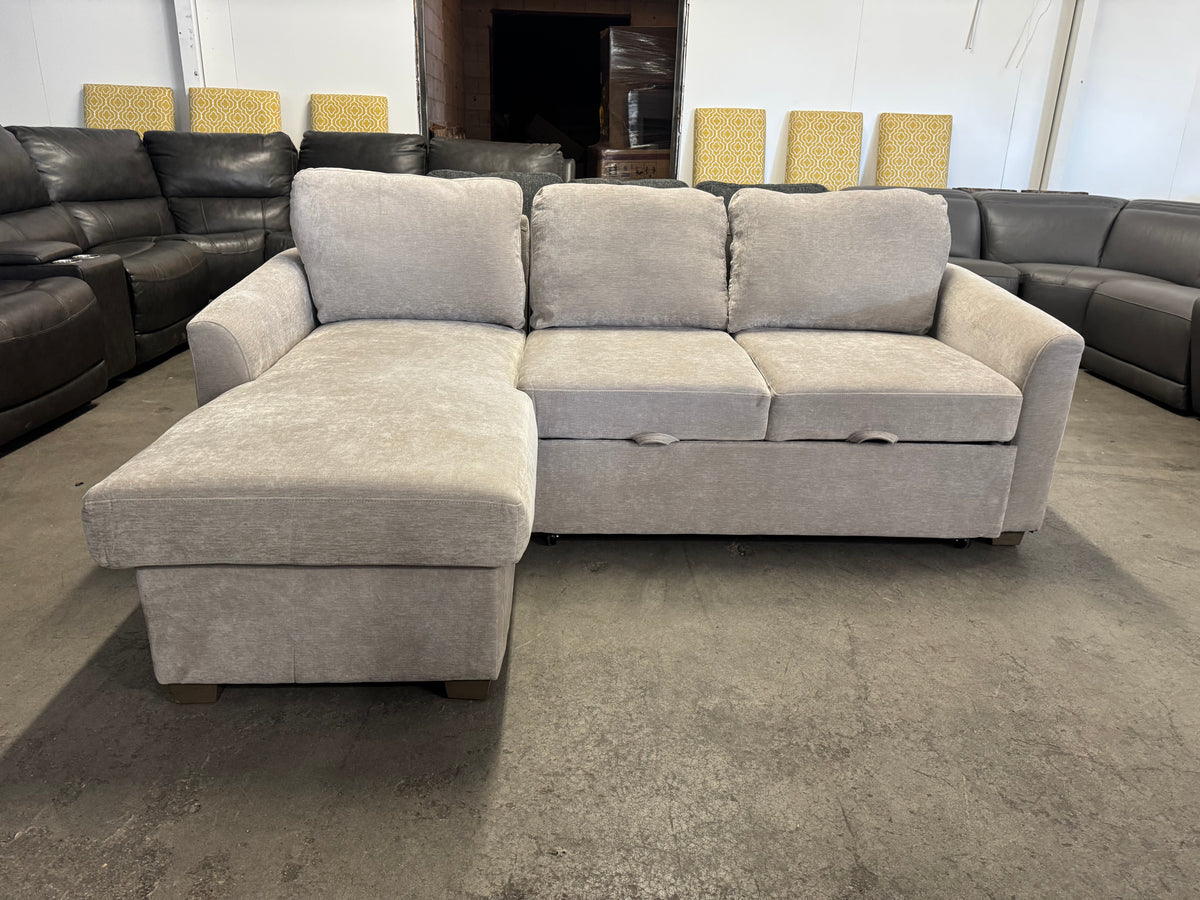 Taupe Coddle Sleeper Sofa with Reversible Storage Chaise