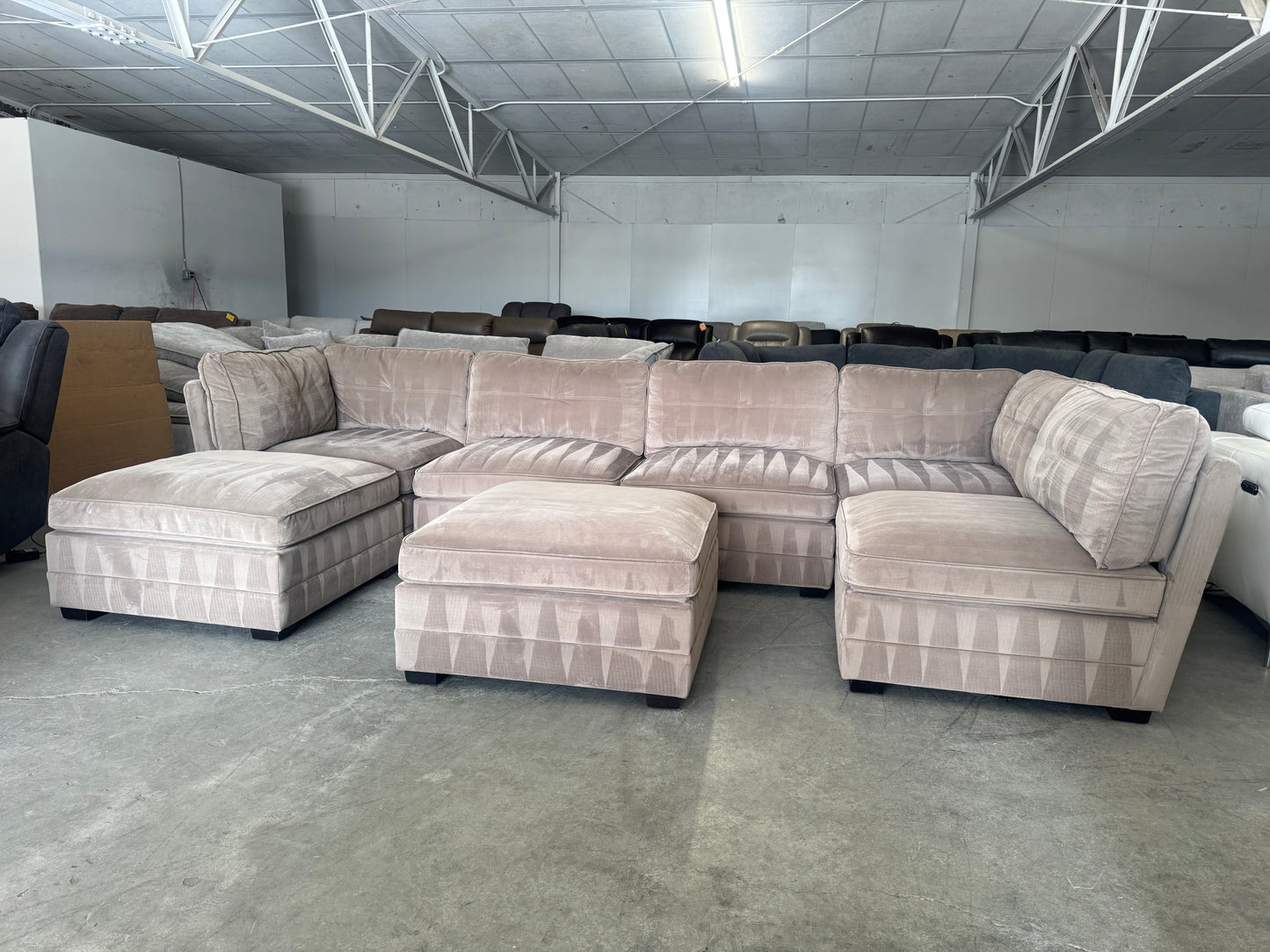 Tan Microfiber Modular 7 Piece Sectional Sofa