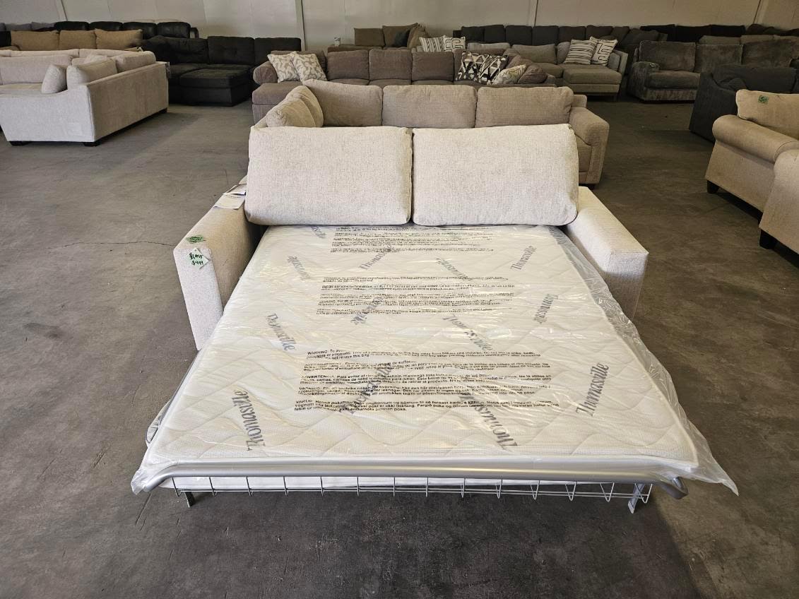 Beige Sleeper Sofa with Queen Mattress