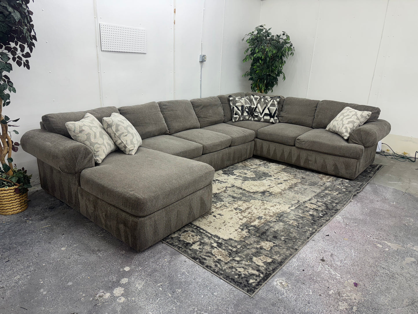Huge Taupe U-Shaped Sectional with Chaise