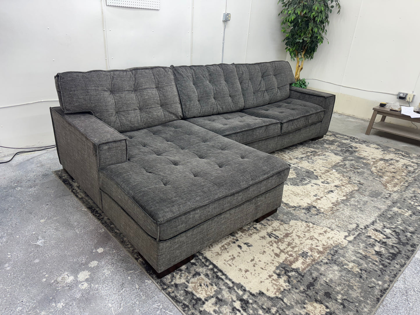 Sage Gray Microfiber L-Shape Sectional Couch