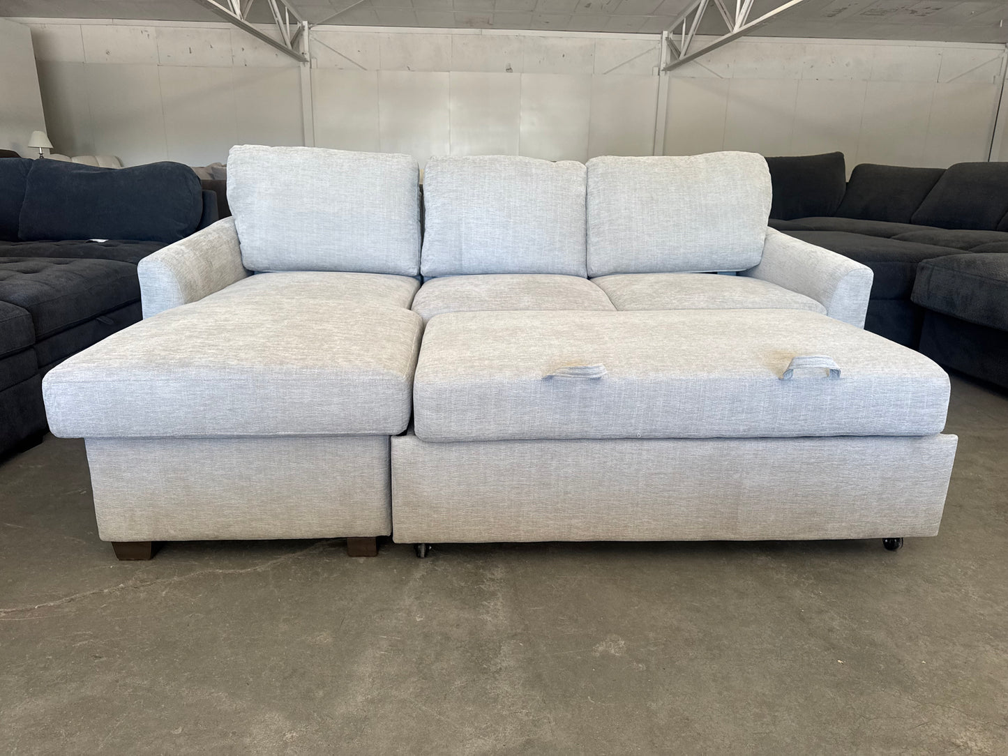 Beige Coddle Cameron Convertible Sleeper Sofa with Storage Chaise