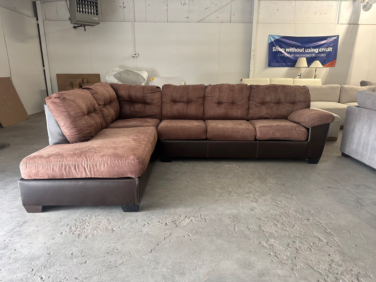 Brown Microfiber L-Shaped with Chaise