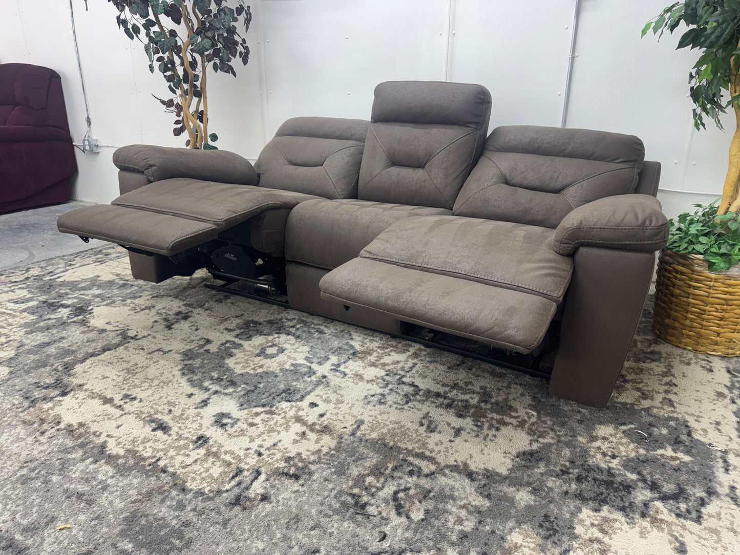 Brown Microfiber Electric Reclining Couch