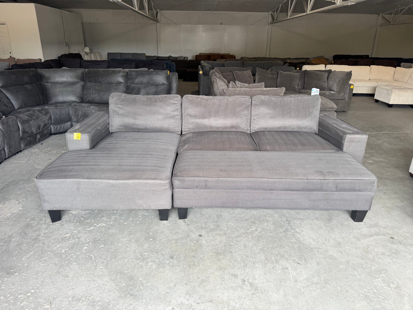 Charcoal Gray L-Shape Sectional with Chaise & Storage Ottoman