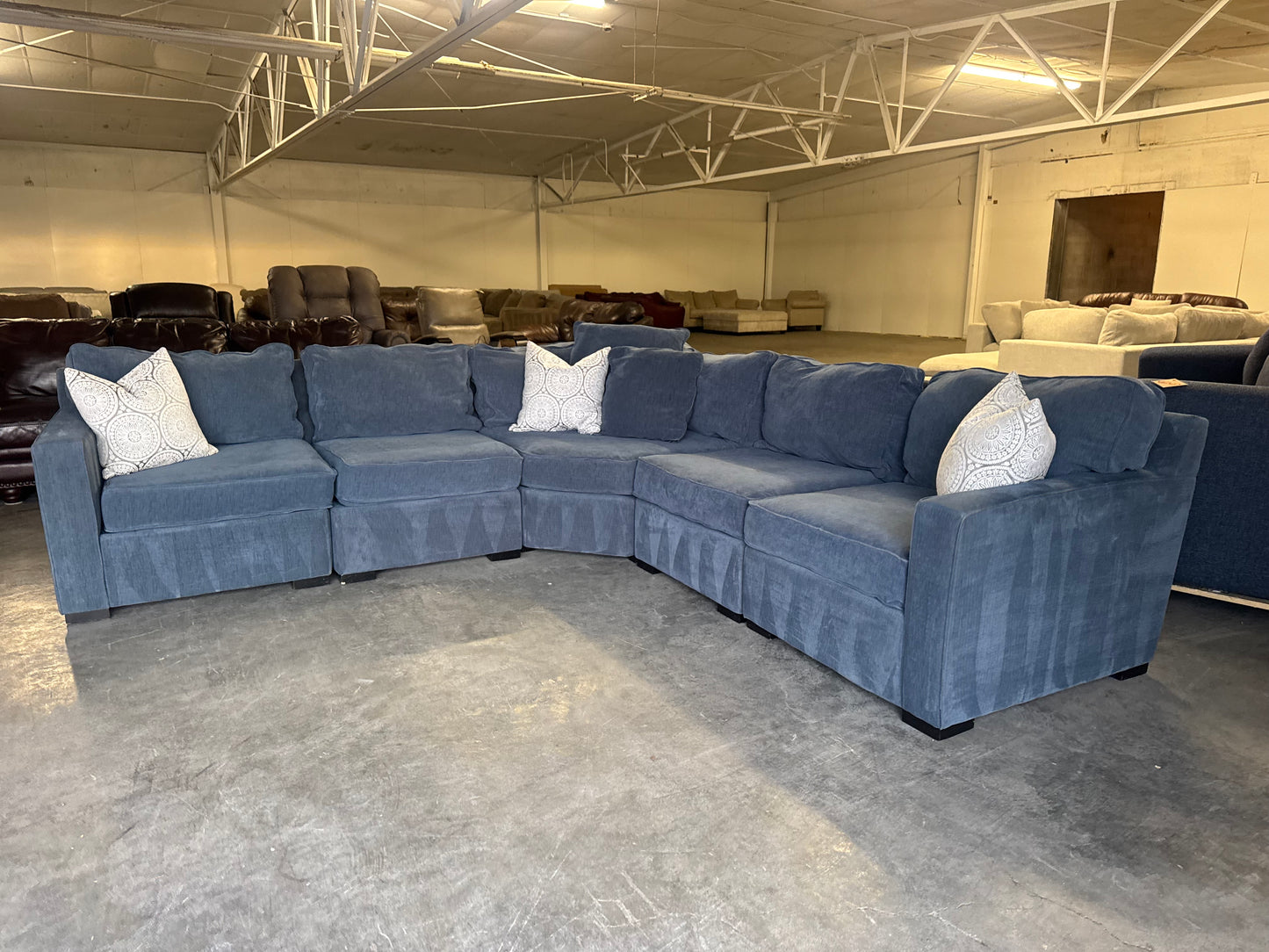 Macy’s Radley Navy Blue 5-Piece Fabric Sofa