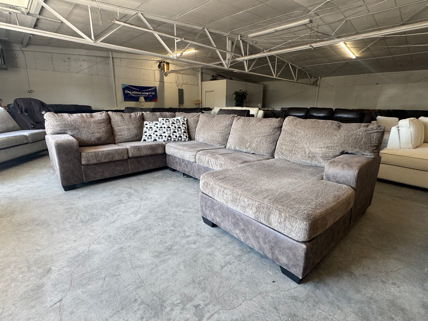 Plush Brown Two-Tone U-Shaped Sectional