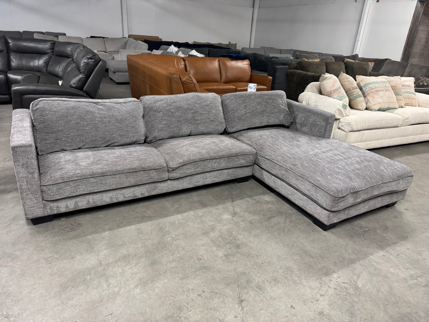 Low-Profile Gray L-Shaped Sofa