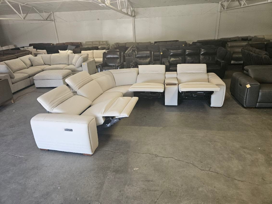 Like New Aiden & Ivy Karson White Leather Power Reclining Sectional