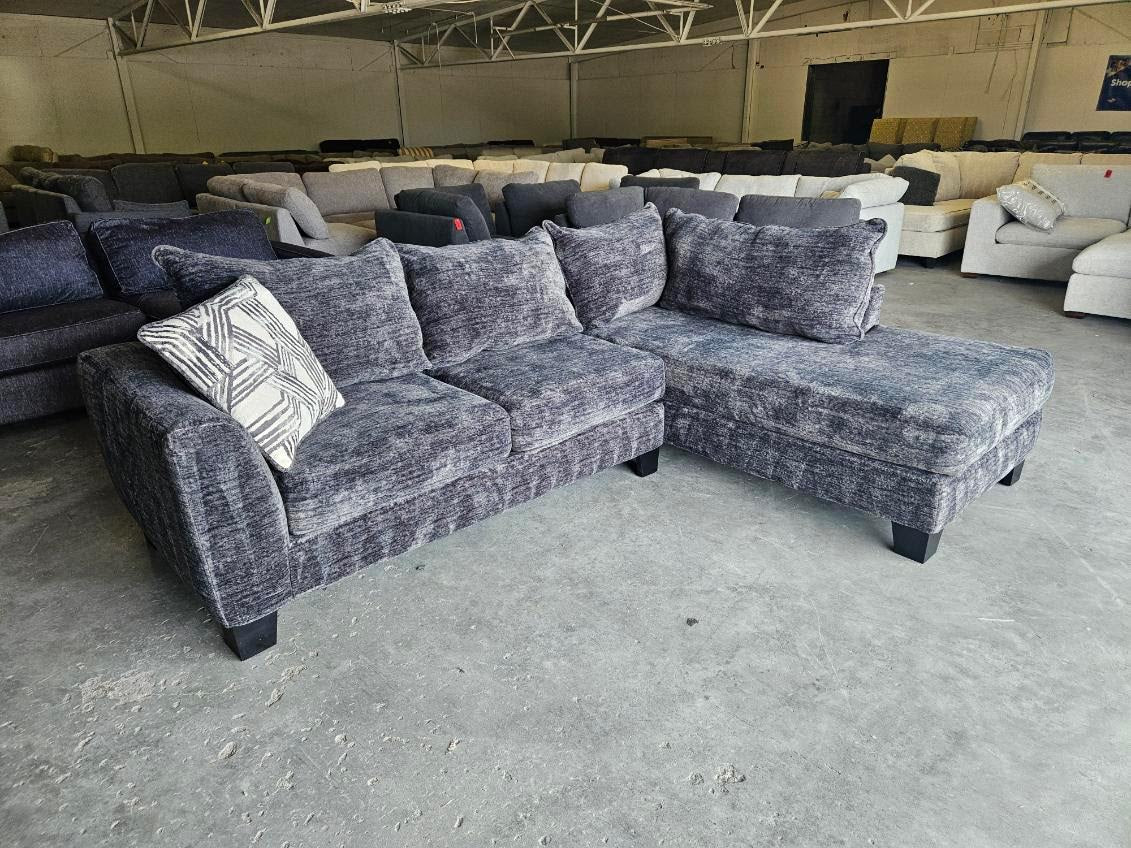 Plush Charcoal Gray L-Shaped Sectional