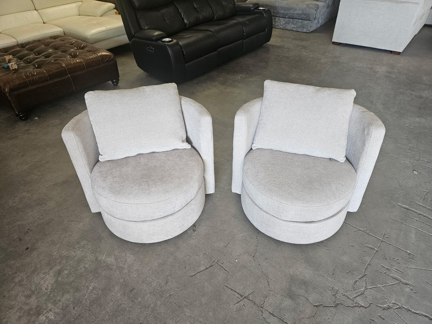 Gray Fabric Swivel Chairs – Set of 2