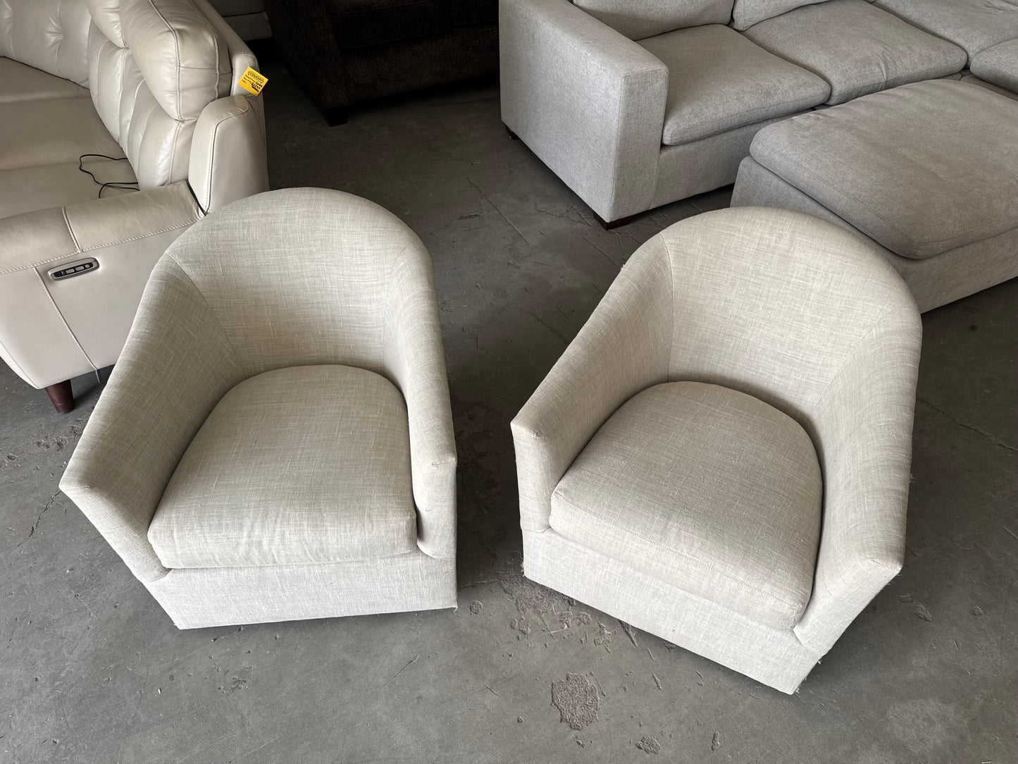 Designer Beige Swivel Chairs (Set of 2)