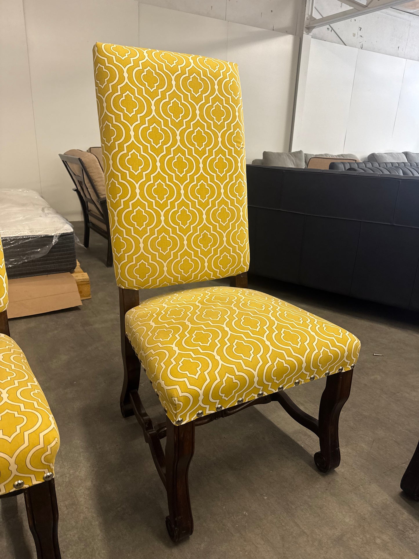 Set of 6 Matching Upholstered Wooden Dining Chairs