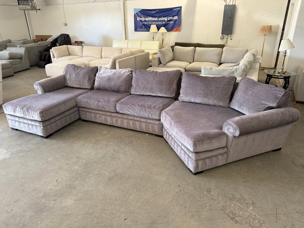 HUGE Sage Gray Sectional Couch – Chaise & Oversized Cuddler