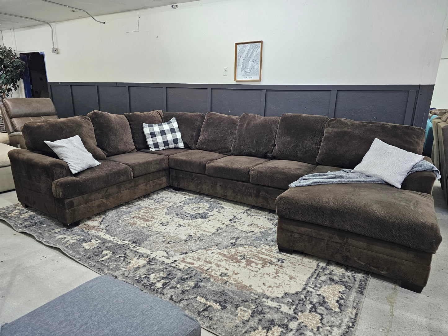 HUGE Brown Sectional Couch with Soft Deep Seating