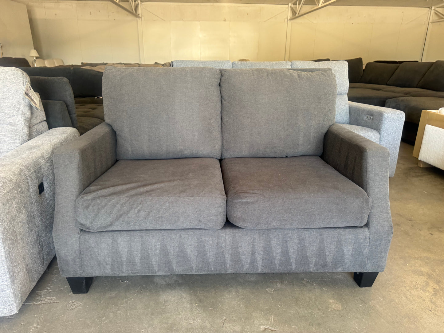 Charcoal Gray Fabric Loveseat