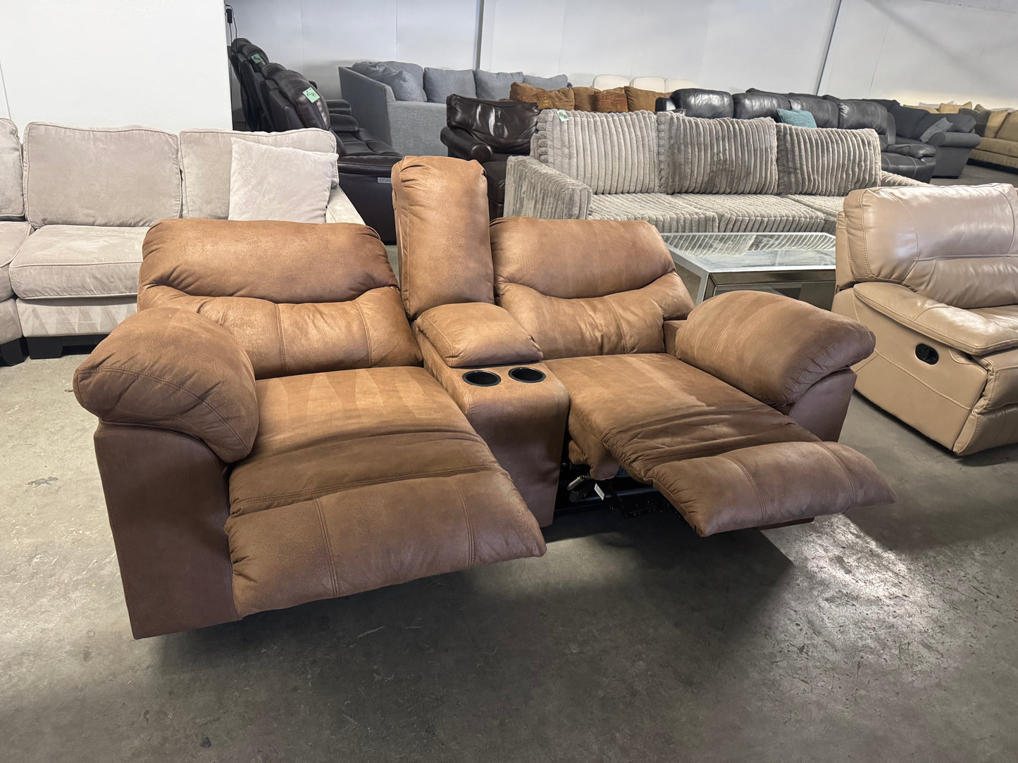 Brown Microfiber Reclining Loveseat