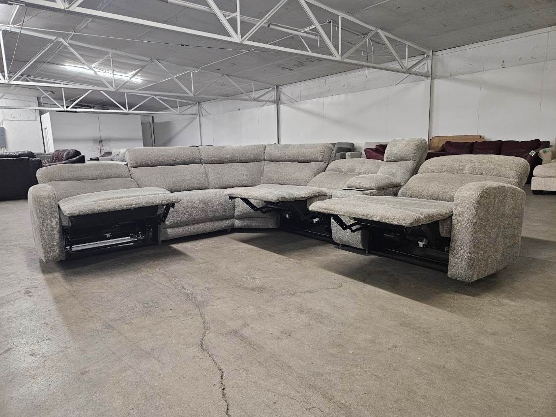 Gray 6-Piece Modular Sectional with 3 Power Recliners