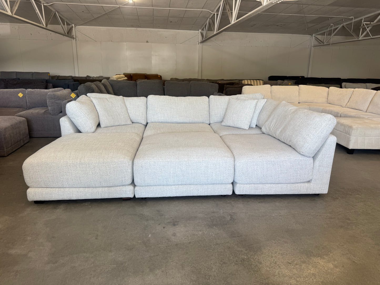 White Modular Cloud Sectional with Dual Ottoman