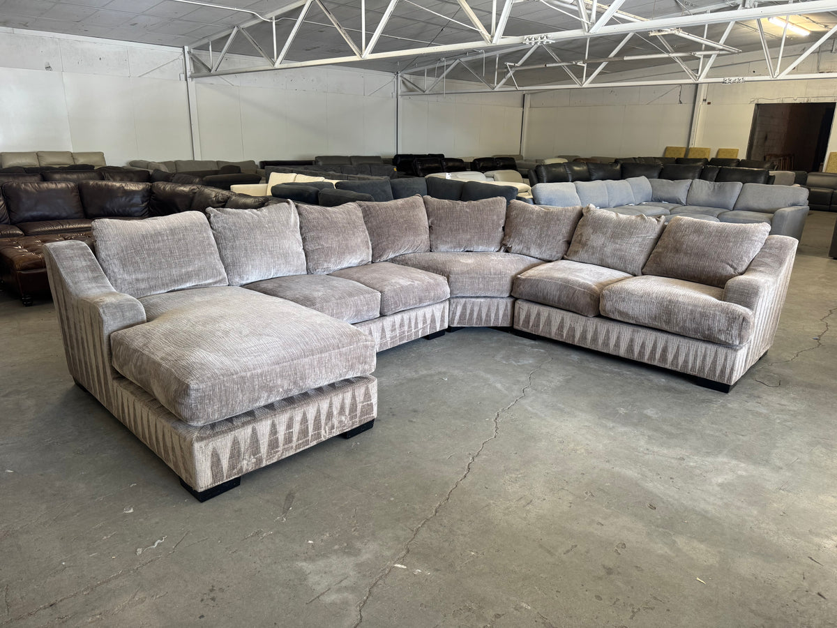Huge Taupe Down-Filled U-Shaped Sectional with Chaise
