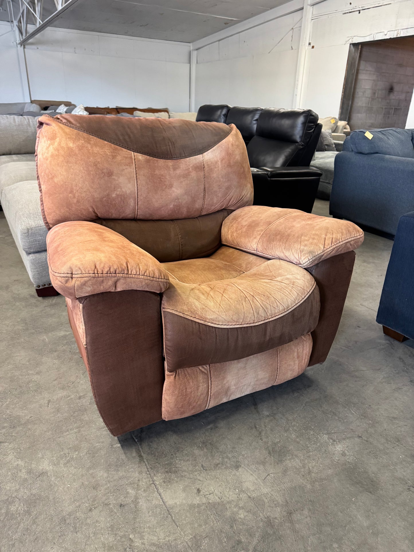 Brown / Beige Two-Toned Electric Rocking Recliner