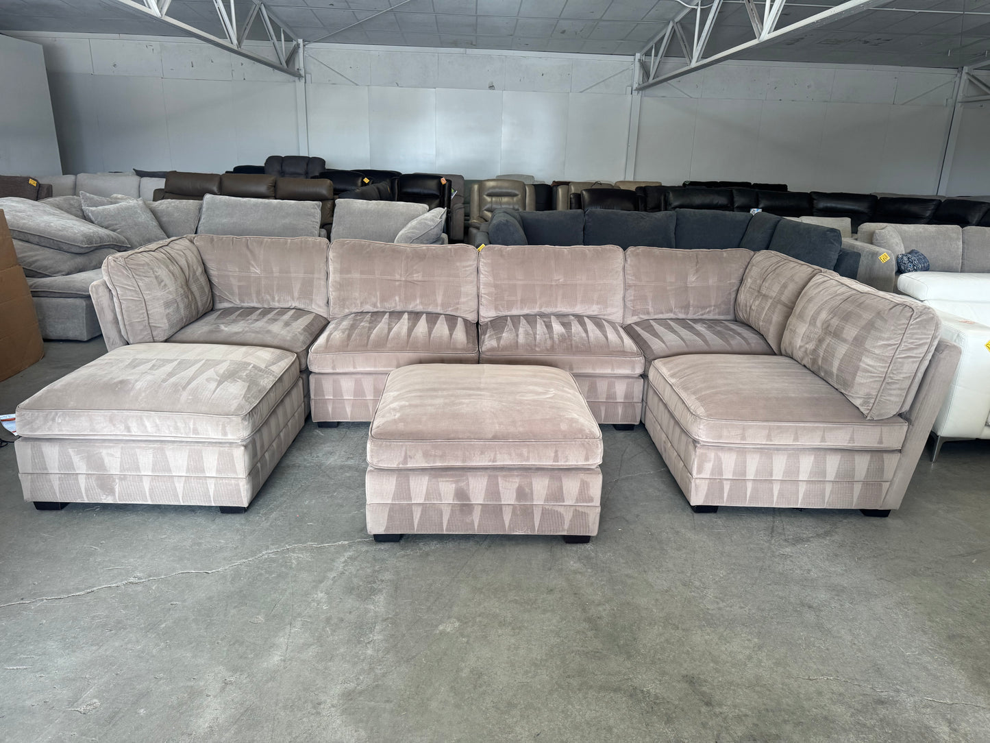 Tan Microfiber Modular 7 Piece Sectional Sofa