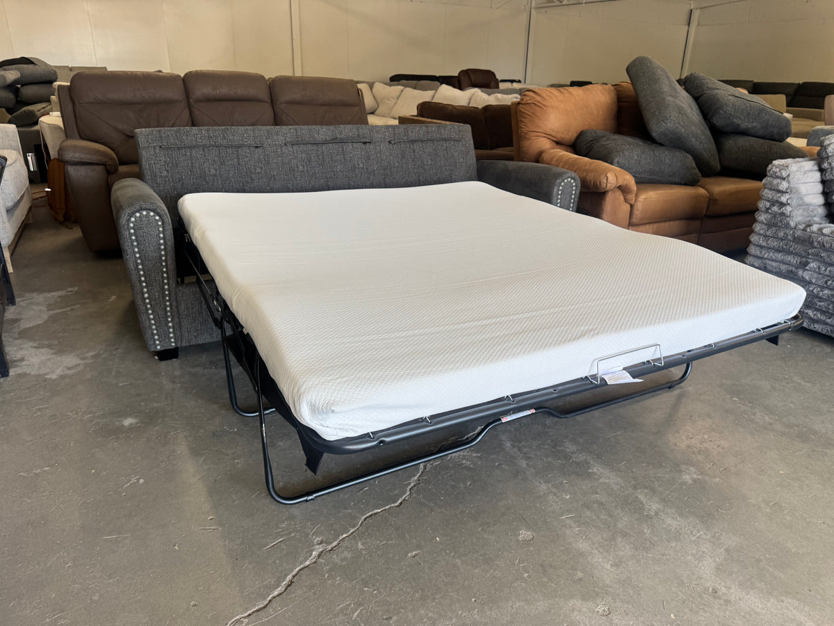 Charcoal Gray Queen Sleeper Sofa with Memory Foam Mattress