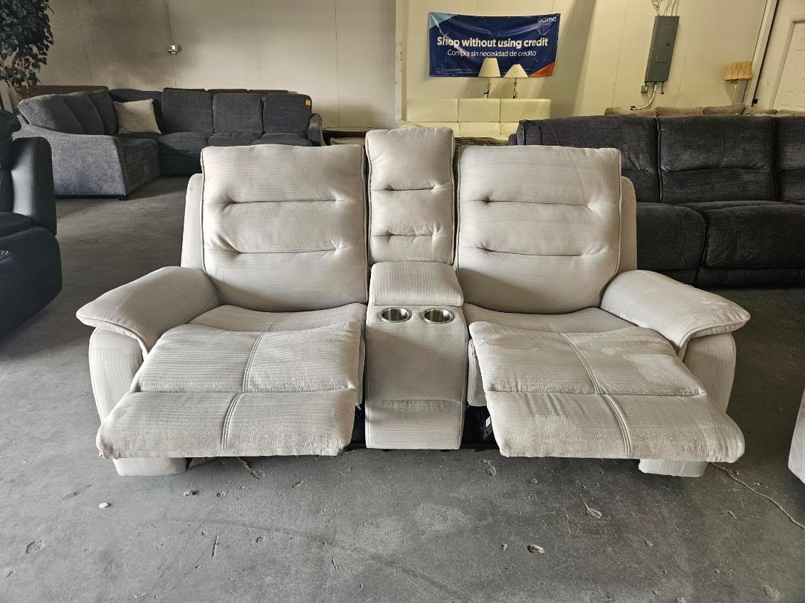 Gray Reclining Living Room Set – Power Sofa + Manual Loveseat