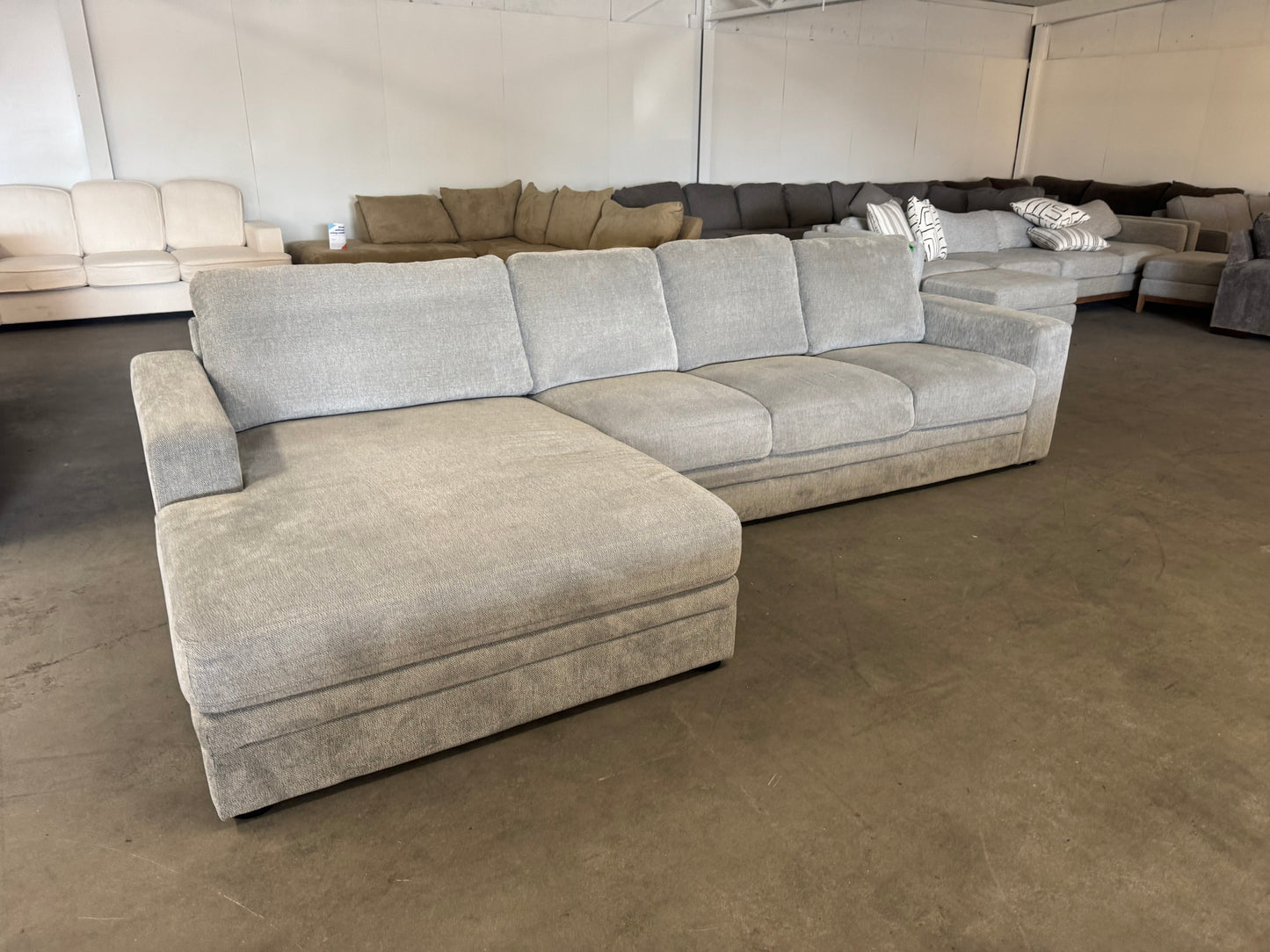 Gray Sectional Couch with Oversized Chaise
