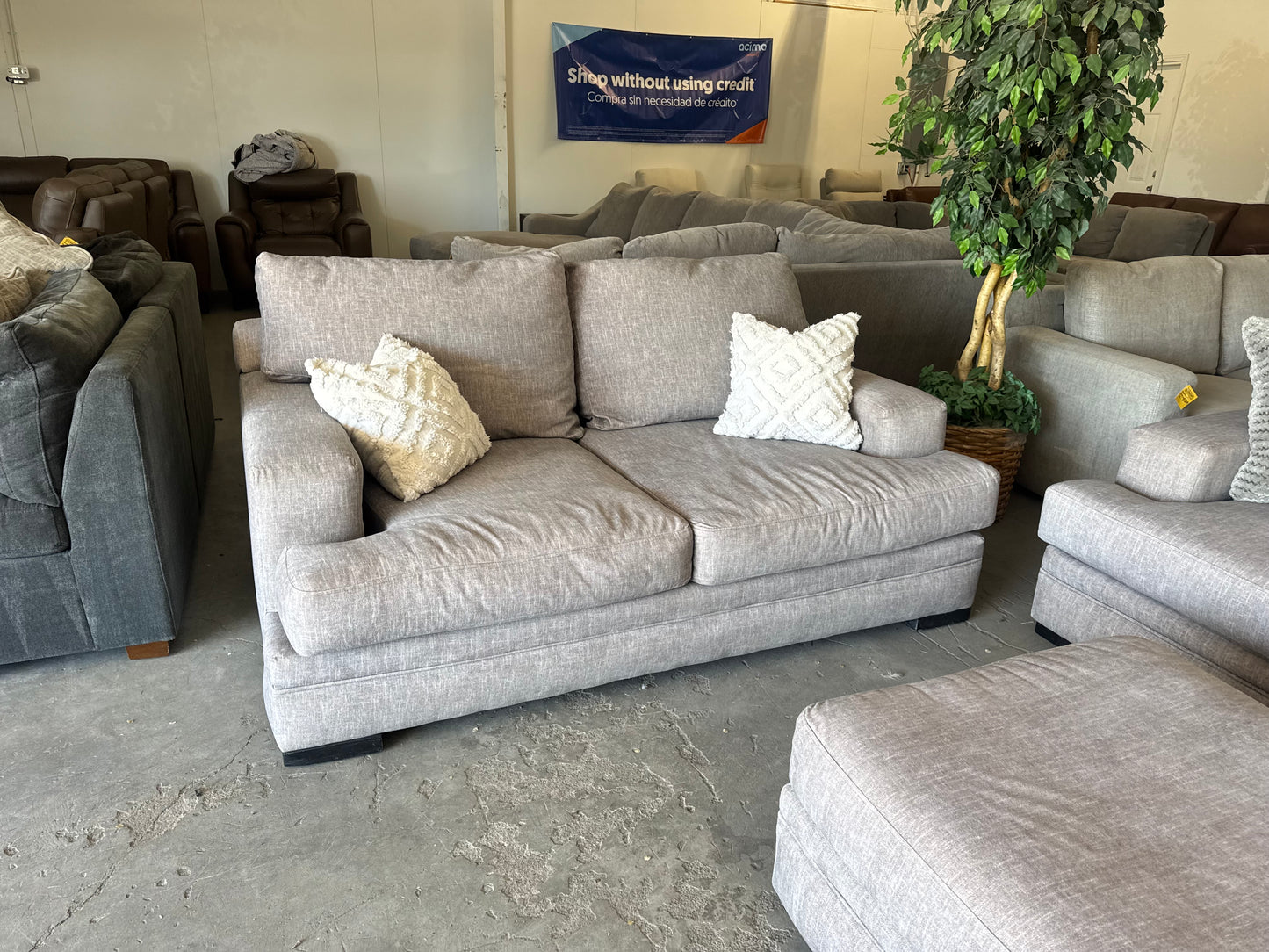 Taupe / Gray RC Willey Piccolo Series Set with Ottoman and Washable Covers