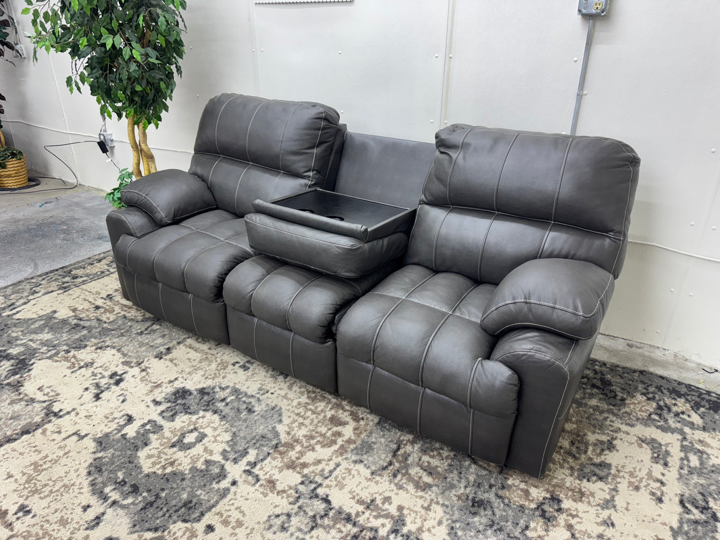 Charcoal Gray / Black Couch with Cupholders