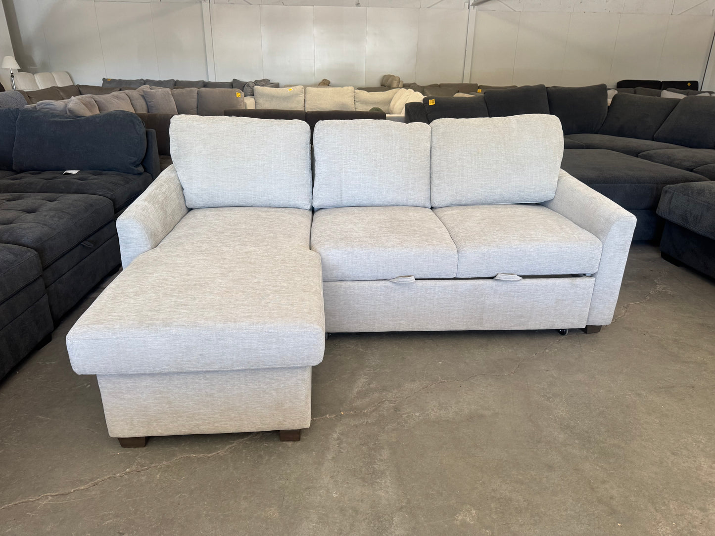 Beige Coddle Cameron Convertible Sleeper Sofa with Storage Chaise