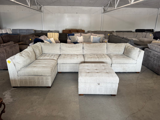 Light Gray 6-Piece Modular Sectional with Storage Ottoman