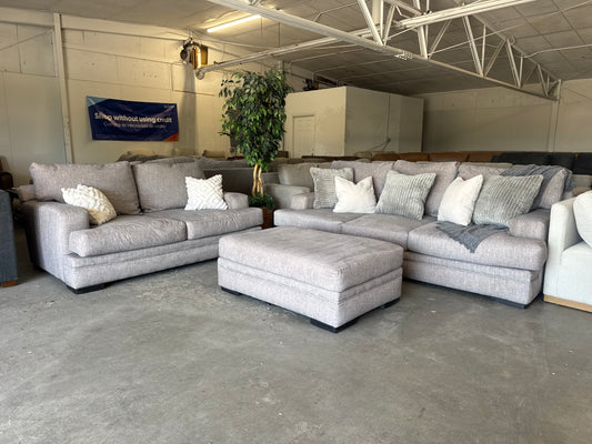 Taupe / Gray RC Willey Piccolo Series Set with Ottoman and Washable Covers