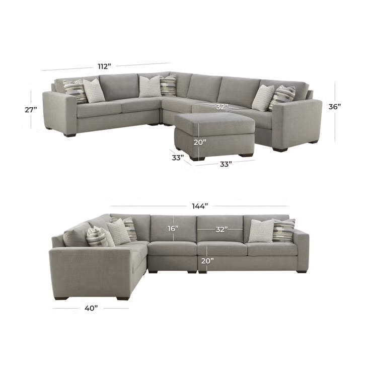 Flexsteel 5-Piece Fabric Modular Sectional with Ottoman