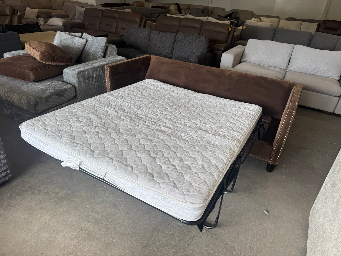 Brown Nailhead Trim Sleeper Sofa