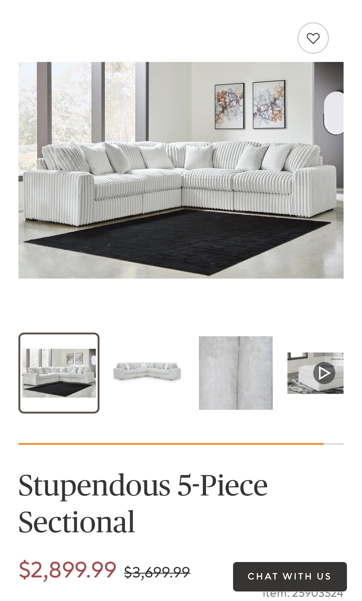 Light Gray Plush Corduroy 5-Piece Sectional