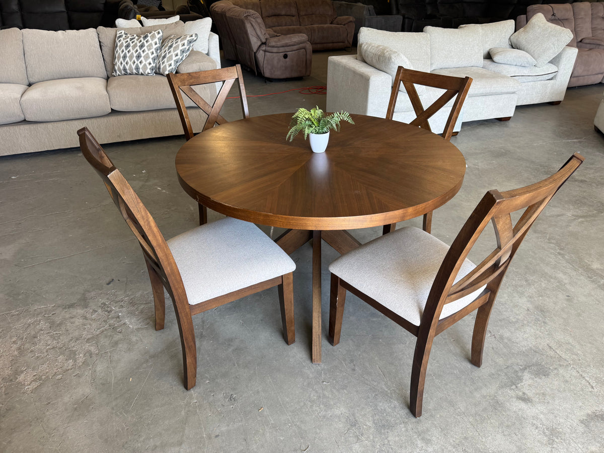 5-Piece Round Farmhouse Dining Set