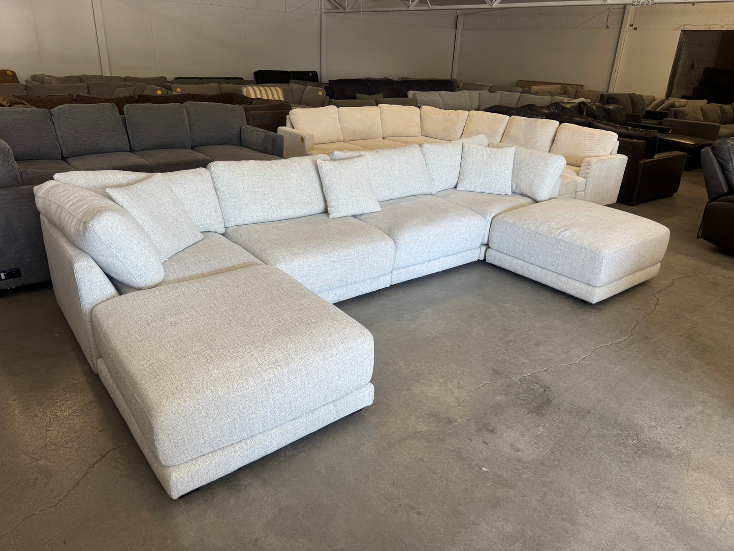 White Modular Cloud Sectional with Dual Ottoman