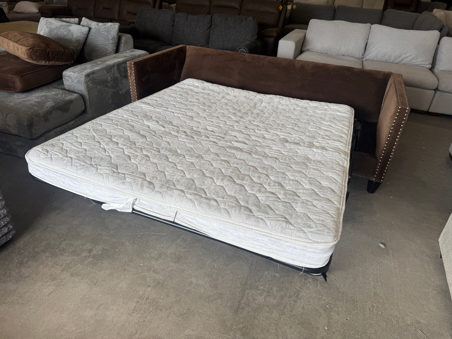 Brown Nailhead Trim Sleeper Sofa