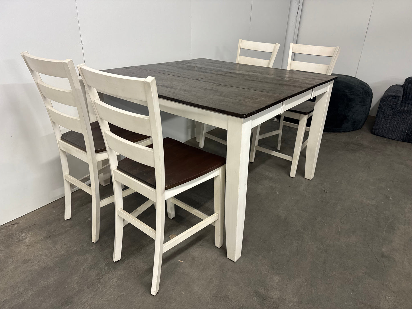 Dining Table – Bar Height Cottage-Style Extendable Table w/ 4 Chairs