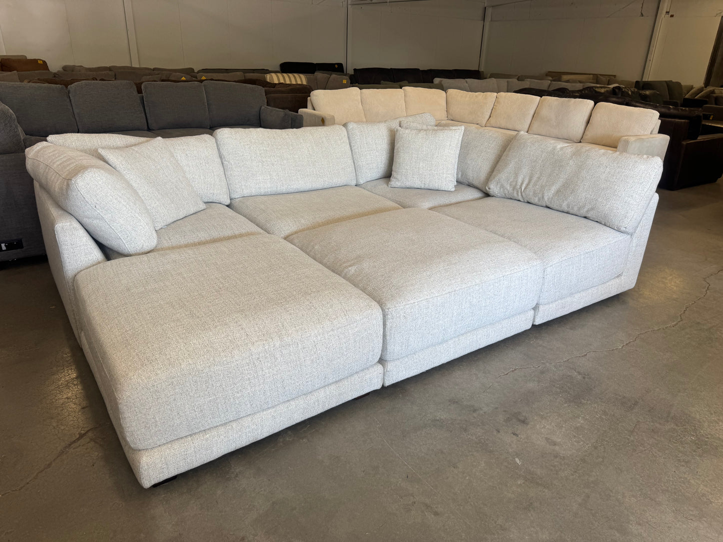 White Modular Cloud Sectional with Dual Ottoman