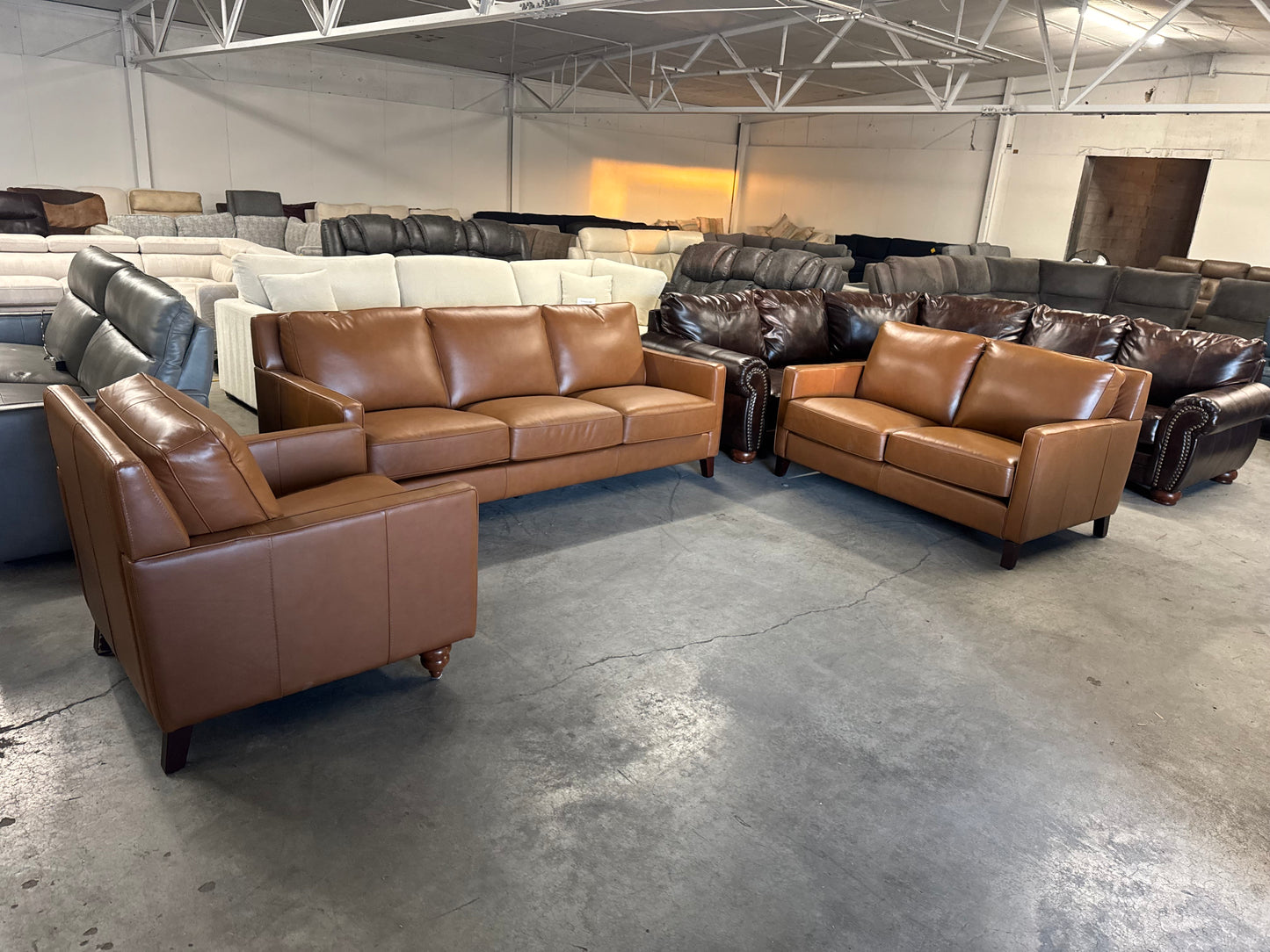 Leather Sofa Set – West Park 3-Piece Leather Set (Sofa, Loveseat & Chair)